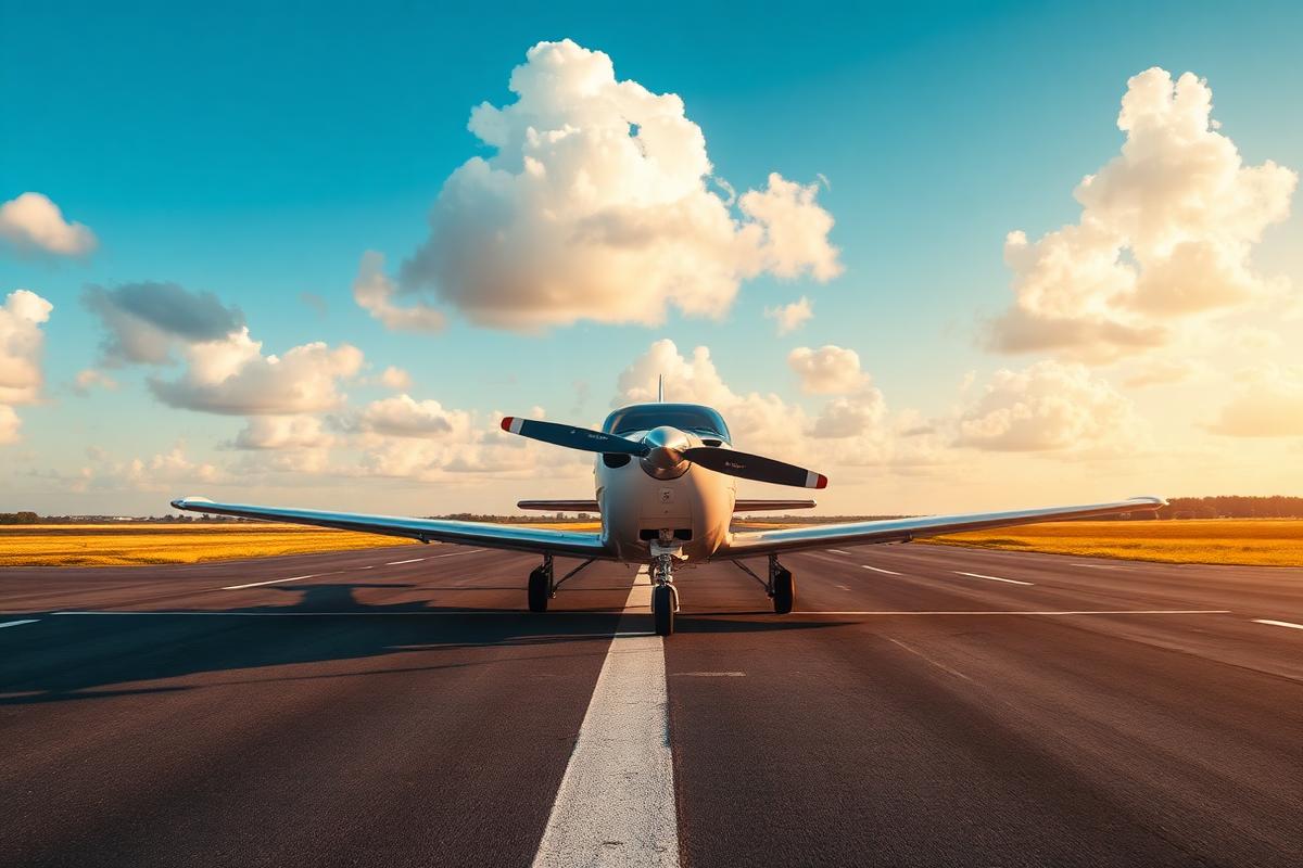 Airplane on a sunny runway